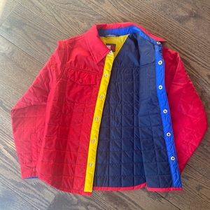 Tommy Hilfiger Jacket Coat Womens Medium Red Quilted Long Sleeve Hooded Lined